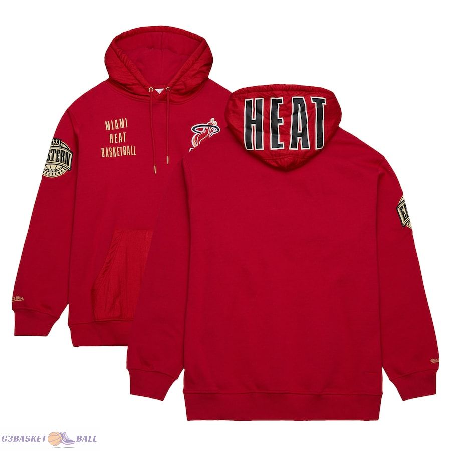 Men's Miami Heat Mitchell & Ness Red Team OG 2.0 Vintage Logo Fleece Pullover Hoodie