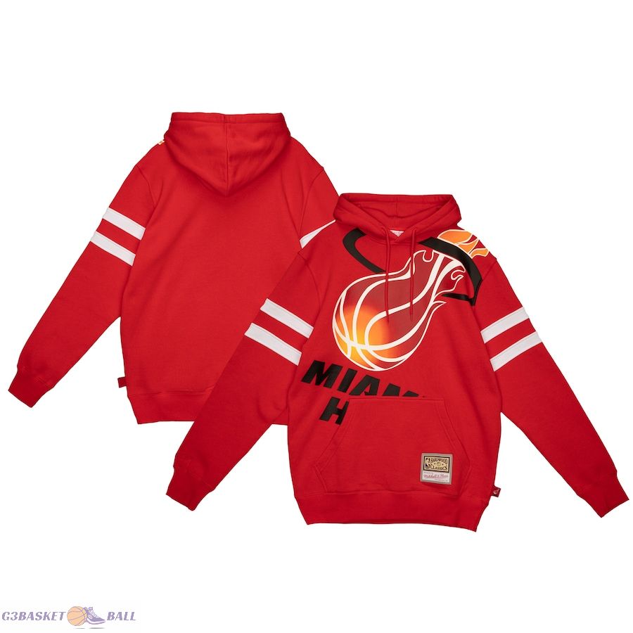 Men's Miami Heat Mitchell & Ness Red Substantial Fleece Pullover Hoodie