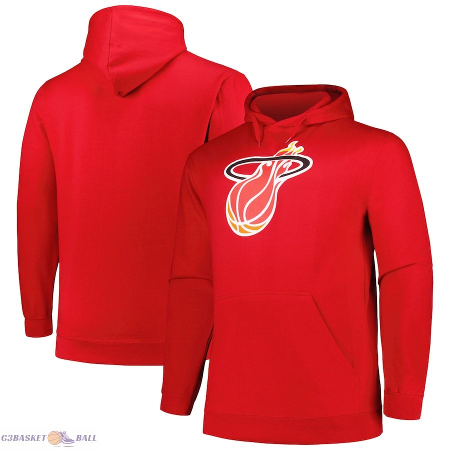 Men's Miami Heat Mitchell & Ness Red Hardwood Classics Big & Tall Pullover Hoodie