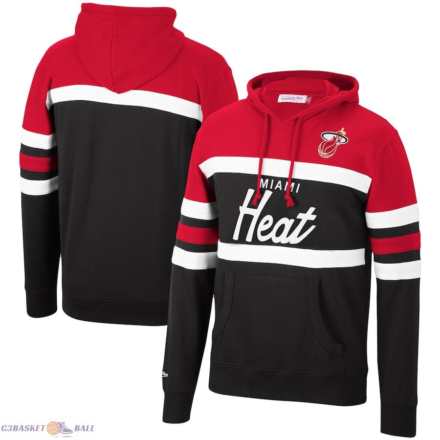 Men's Miami Heat Mitchell & Ness Red/Black Head Coach Pullover Hoodie