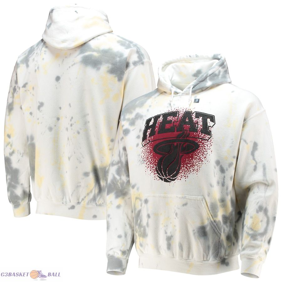 Men's Miami Heat Junk Food Cream Tie-Dye Pullover Hoodie