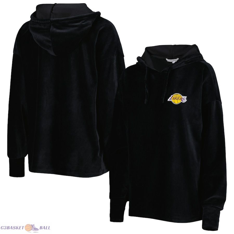 Women's Los Angeles Lakers Touch Black End Line Velour Pullover Hoodie