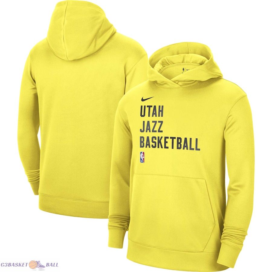 Unisex Utah Jazz Nike Yellow 2023/24 Performance Spotlight On-Court Practice Pullover Hoodie