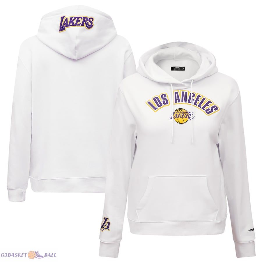 Women's Los Angeles Lakers Pro Standard White Classic FLC Pullover Hoodie