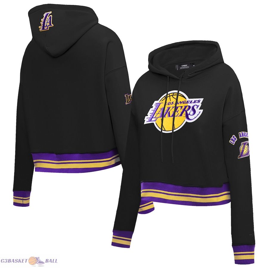 Women's Los Angeles Lakers Pro Standard Black Retro Classic Fleece Cropped Pullover Hoodie