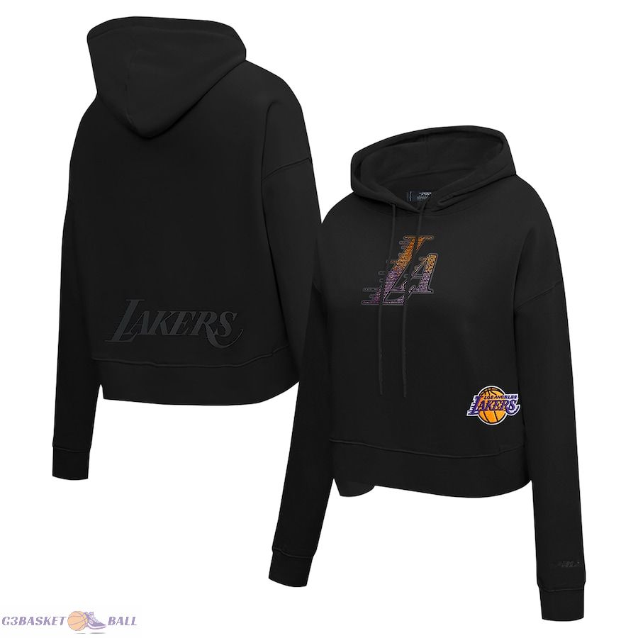 Women's Los Angeles Lakers Pro Standard Black Jewels Cropped Pullover Hoodie