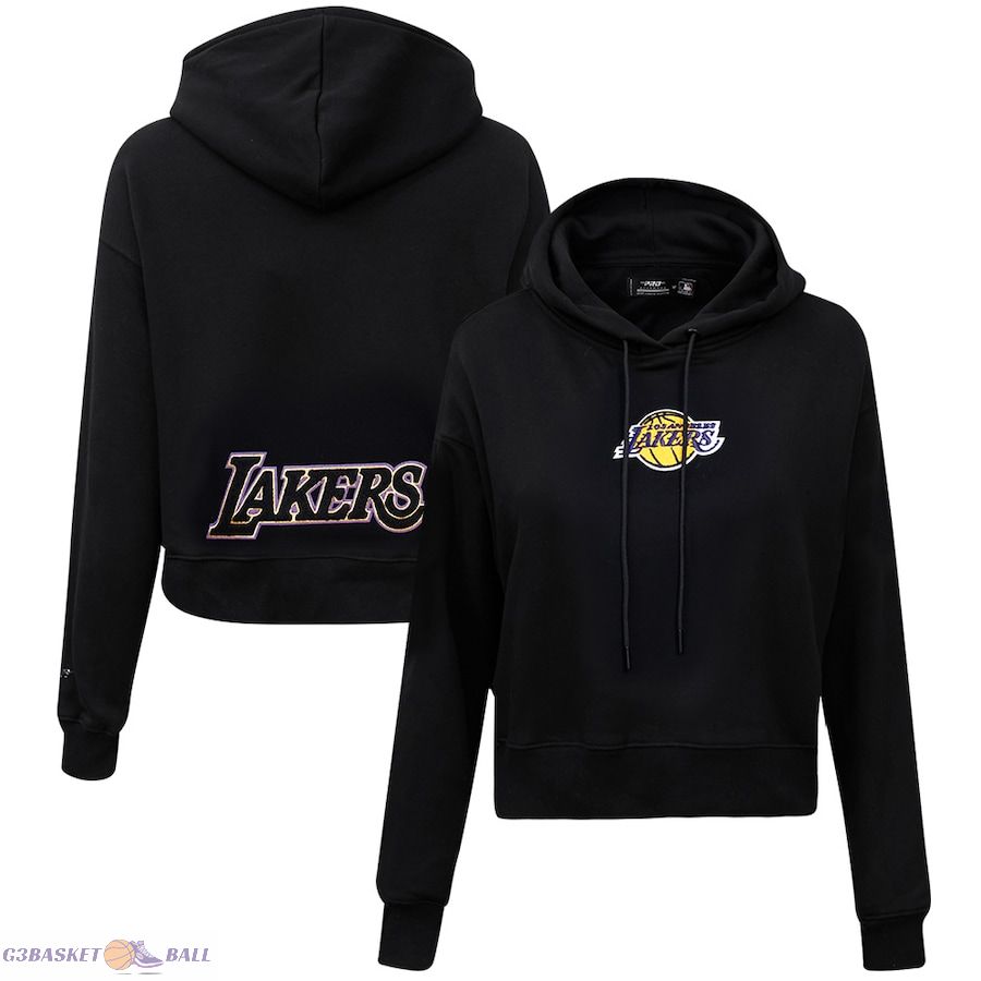 Women's Los Angeles Lakers Pro Standard Black Classic FLC Cropped Pullover Hoodie