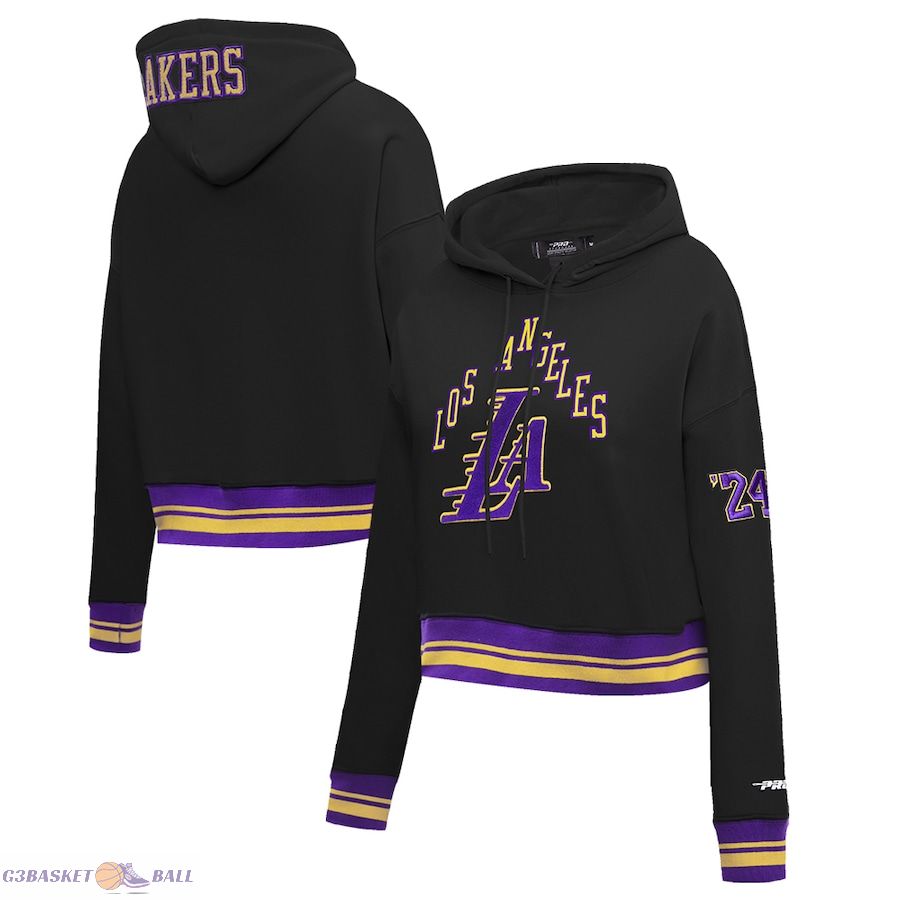 Women's Los Angeles Lakers Pro Standard Black 2023/24 City Edition Cropped Pullover Hoodie