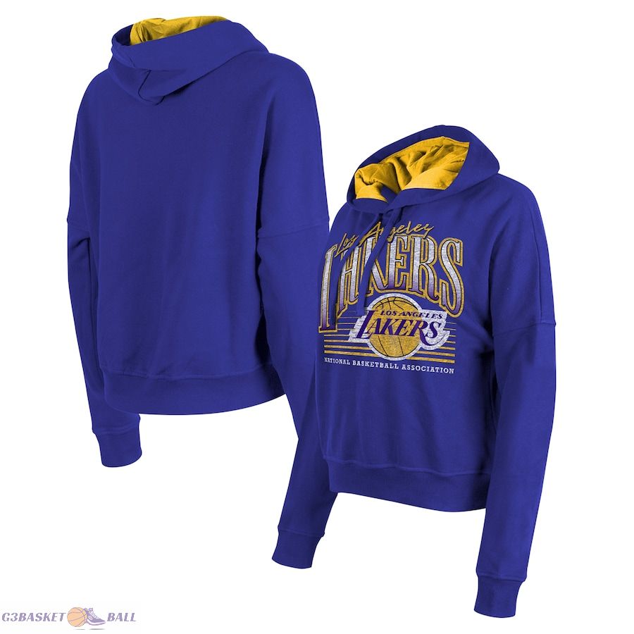 Women's Los Angeles Lakers New Era Purple Boxy Pullover Hoodie