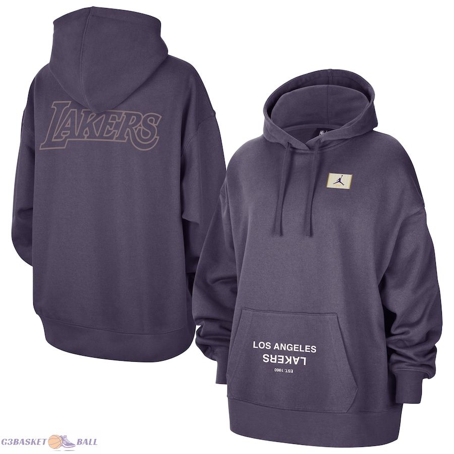 Women's Los Angeles Lakers Jordan Brand Purple Courtside Statement Edition Oversize Pullover Hoodie