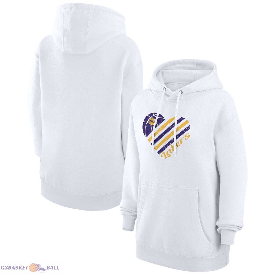 Women's Los Angeles Lakers G-III 4Her by Carl Banks White Heart Pullover Hoodie