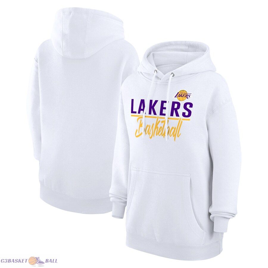 Women's Los Angeles Lakers G-III 4Her by Carl Banks White Graphics Fleece Pullover Hoodie