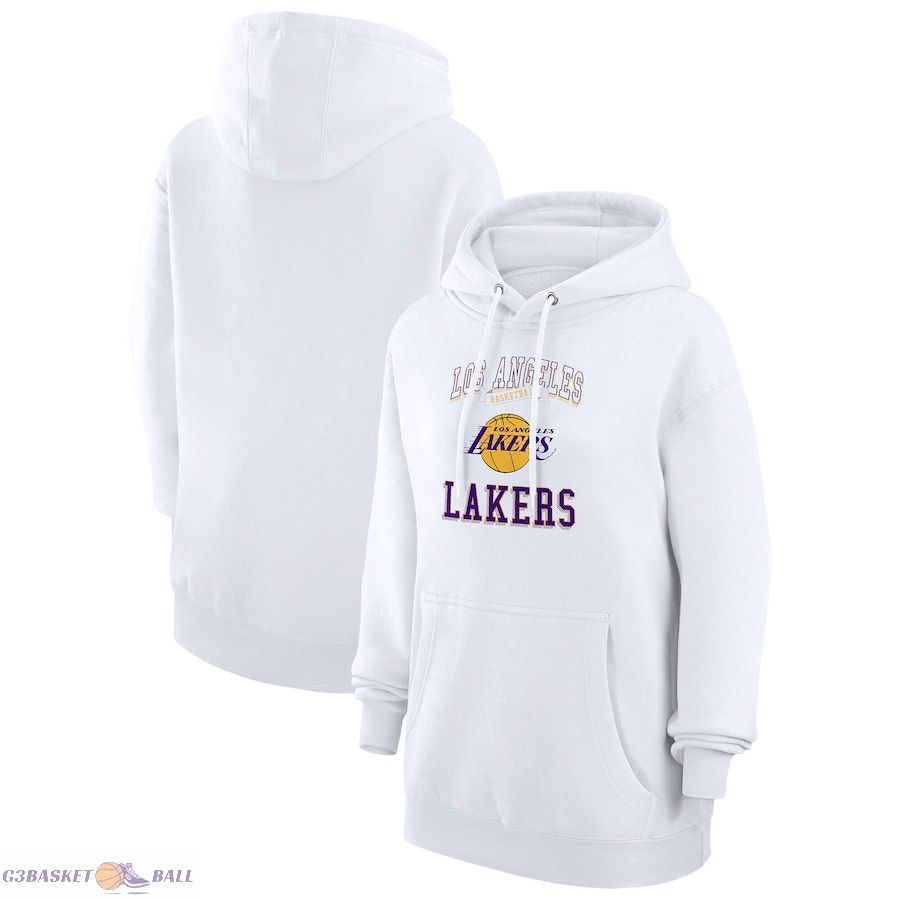 Women's Los Angeles Lakers G-III 4Her by Carl Banks White Graphic Fleece Pullover Hoodie