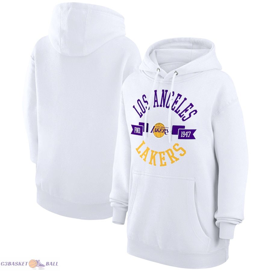 Women's Los Angeles Lakers G-III 4Her by Carl Banks White City Pullover Hoodie