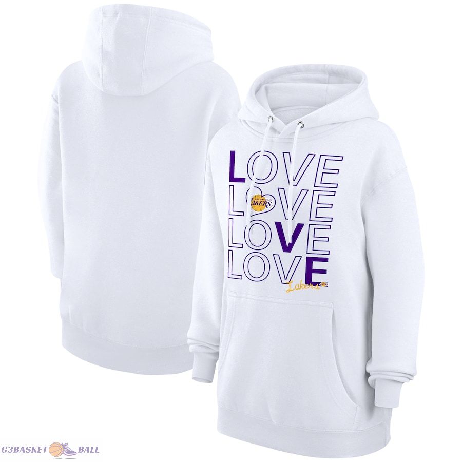 Women's Los Angeles Lakers G-III 4Her by Carl Banks White Basketball Love Fleece Pullover Hoodie