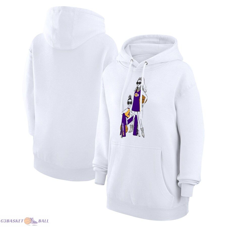 Women's Los Angeles Lakers G-III 4Her by Carl Banks White Basketball Girls Fleece Pullover Hoodie