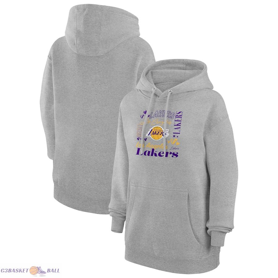 Women's Los Angeles Lakers G-III 4Her by Carl Banks Heather Gray Team Collage Graphic Fleece Pullover Hoodie