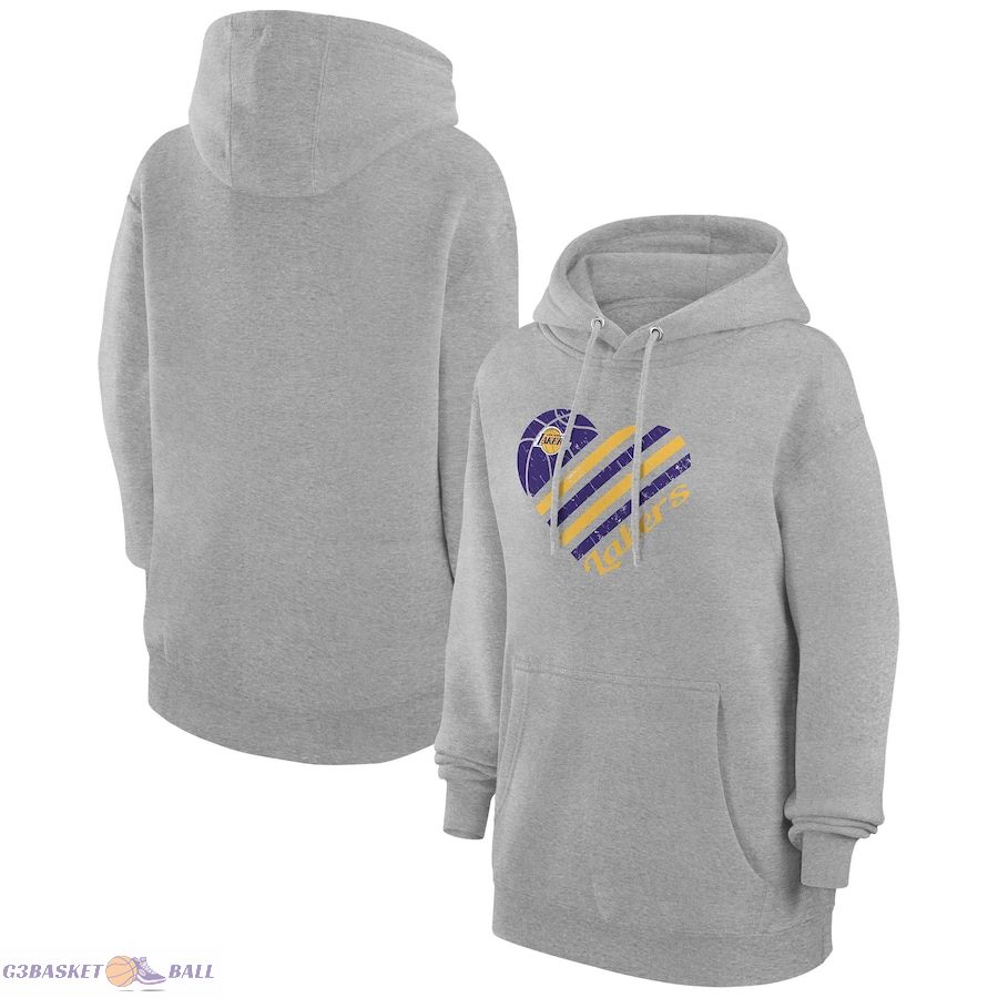 Women's Los Angeles Lakers G-III 4Her by Carl Banks Heather Gray Heart Pullover Hoodie