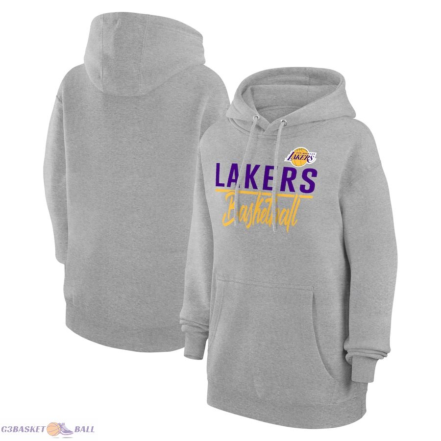 Women's Los Angeles Lakers G-III 4Her by Carl Banks Heather Gray Graphics Fleece Pullover Hoodie