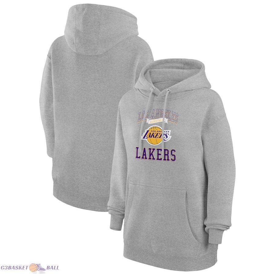 Women's Los Angeles Lakers G-III 4Her by Carl Banks Heather Gray Graphic Fleece Pullover Hoodie