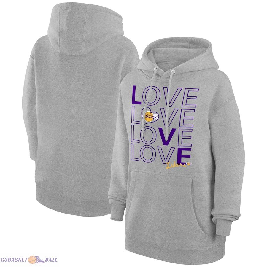 Women's Los Angeles Lakers G-III 4Her by Carl Banks Heather Gray Basketball Love Fleece Pullover Hoodie