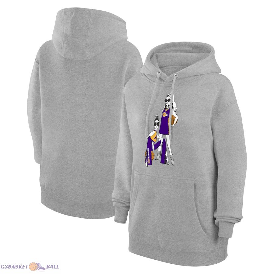 Women's Los Angeles Lakers G-III 4Her by Carl Banks Heather Gray Basketball Girls Fleece Pullover Hoodie