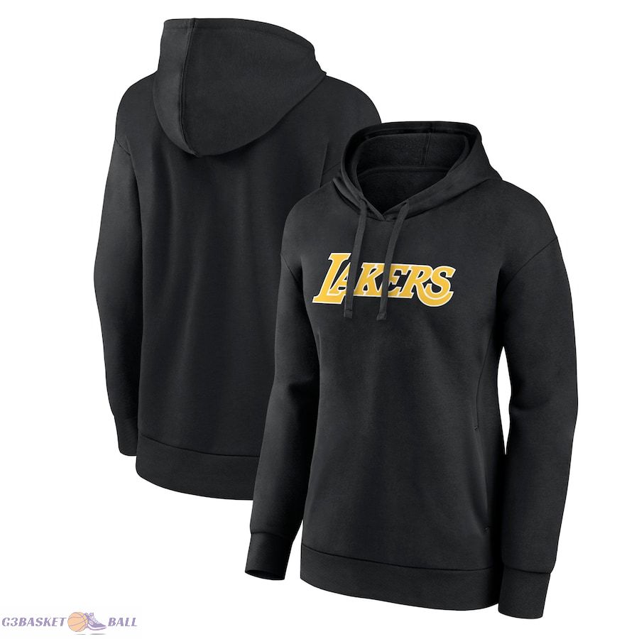 Women's Los Angeles Lakers Black Wordmark Alt Pullover Hoodie