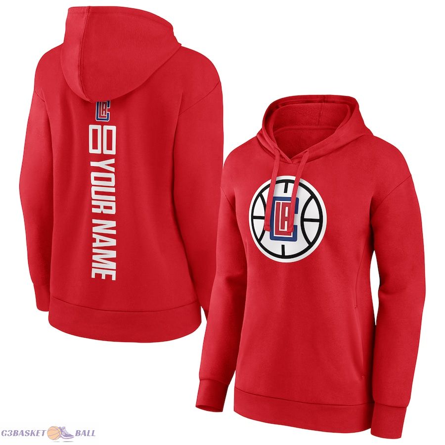 Women's LA Clippers Red Any Name & Number Playmaker Pullover Hoodie