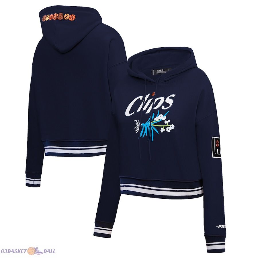 Women's LA Clippers Pro Standard Navy 2023/24 City Edition Cropped Pullover Hoodie