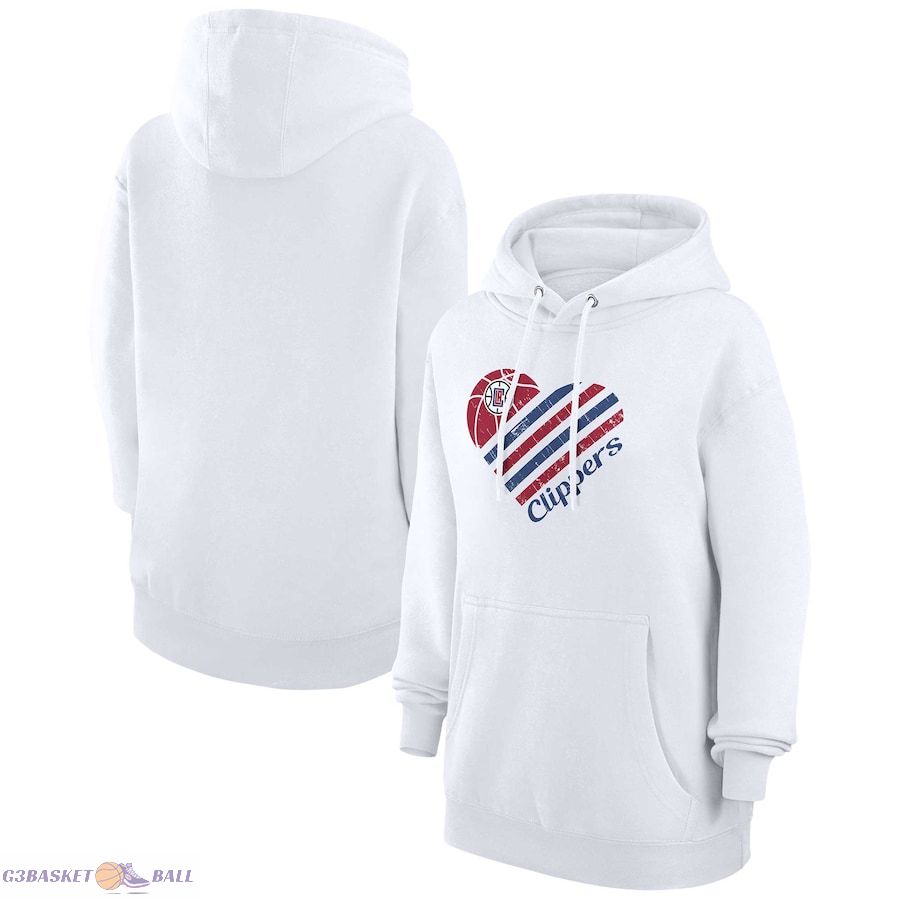 Women's LA Clippers G-III 4Her by Carl Banks White Heart Pullover Hoodie