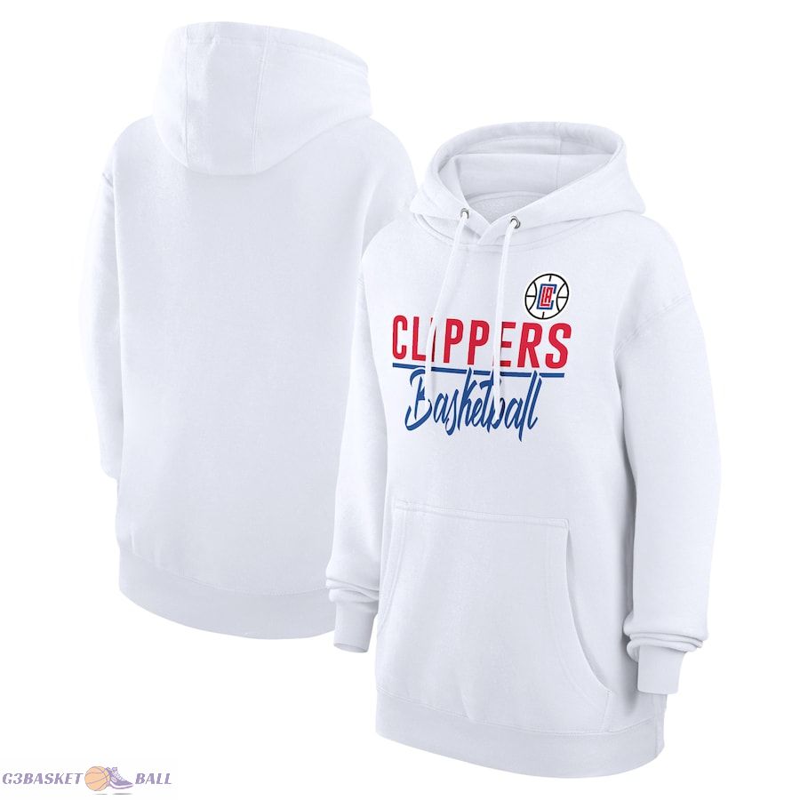 Women's LA Clippers G-III 4Her by Carl Banks White Graphics Fleece Pullover Hoodie