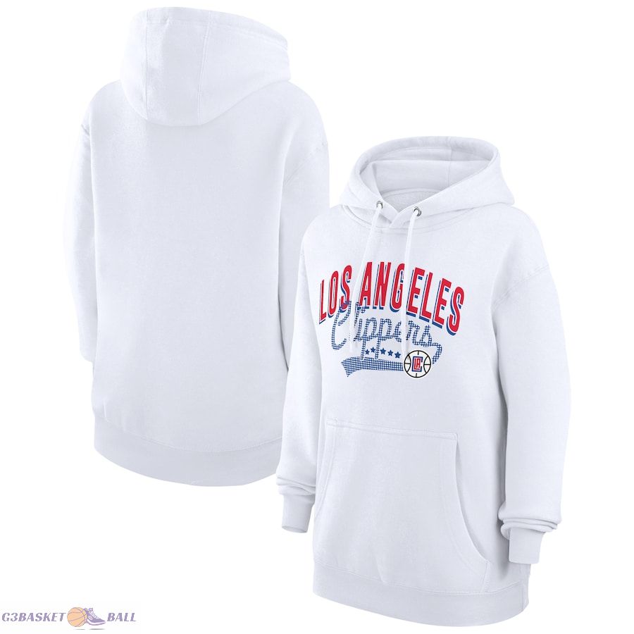 Women's LA Clippers G-III 4Her by Carl Banks White Filigree Logo Pullover Hoodie