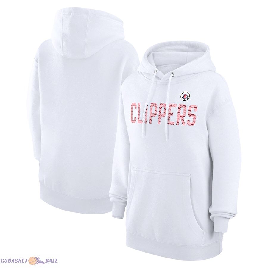 Women's LA Clippers G-III 4Her by Carl Banks White Dot Print Pullover Hoodie