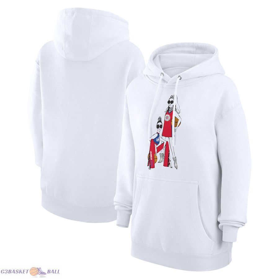 Women's LA Clippers G-III 4Her by Carl Banks White Basketball Girls Fleece Pullover Hoodie