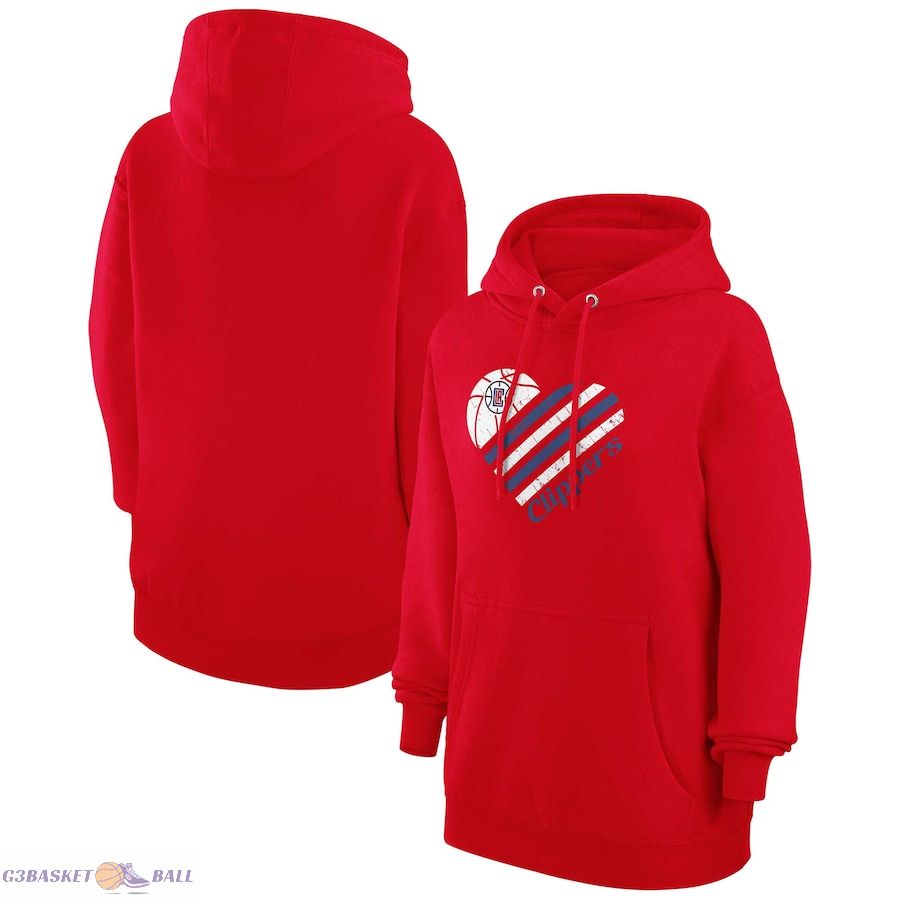 Women's LA Clippers G-III 4Her by Carl Banks Red Heart Pullover Hoodie