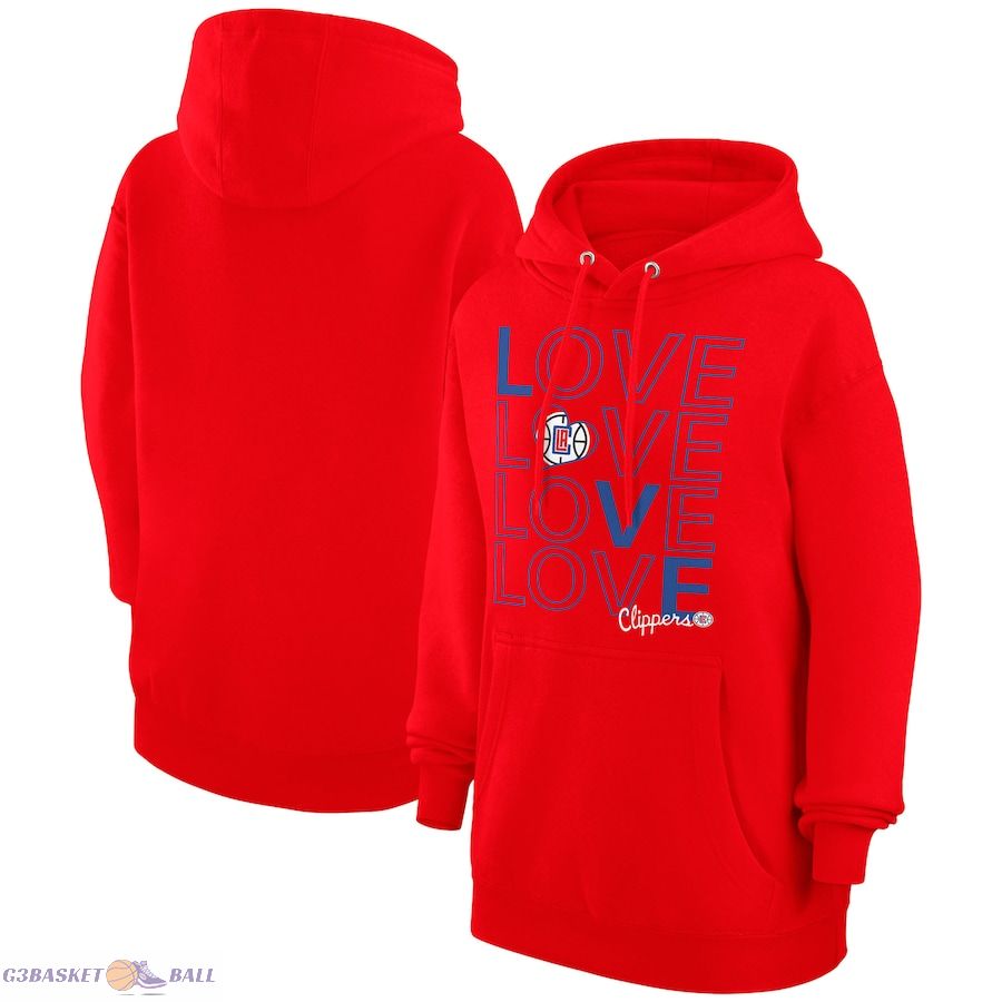 Women's LA Clippers G-III 4Her by Carl Banks Red Basketball Love Fleece Pullover Hoodie