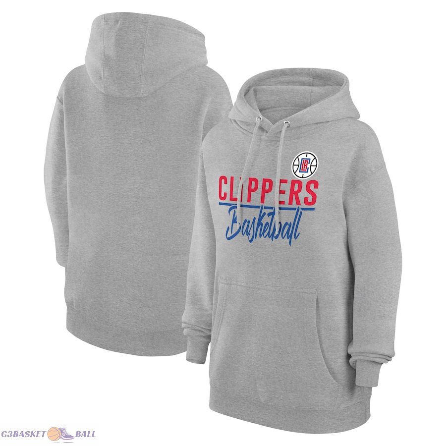 Women's LA Clippers G-III 4Her by Carl Banks Heather Gray Graphics Fleece Pullover Hoodie