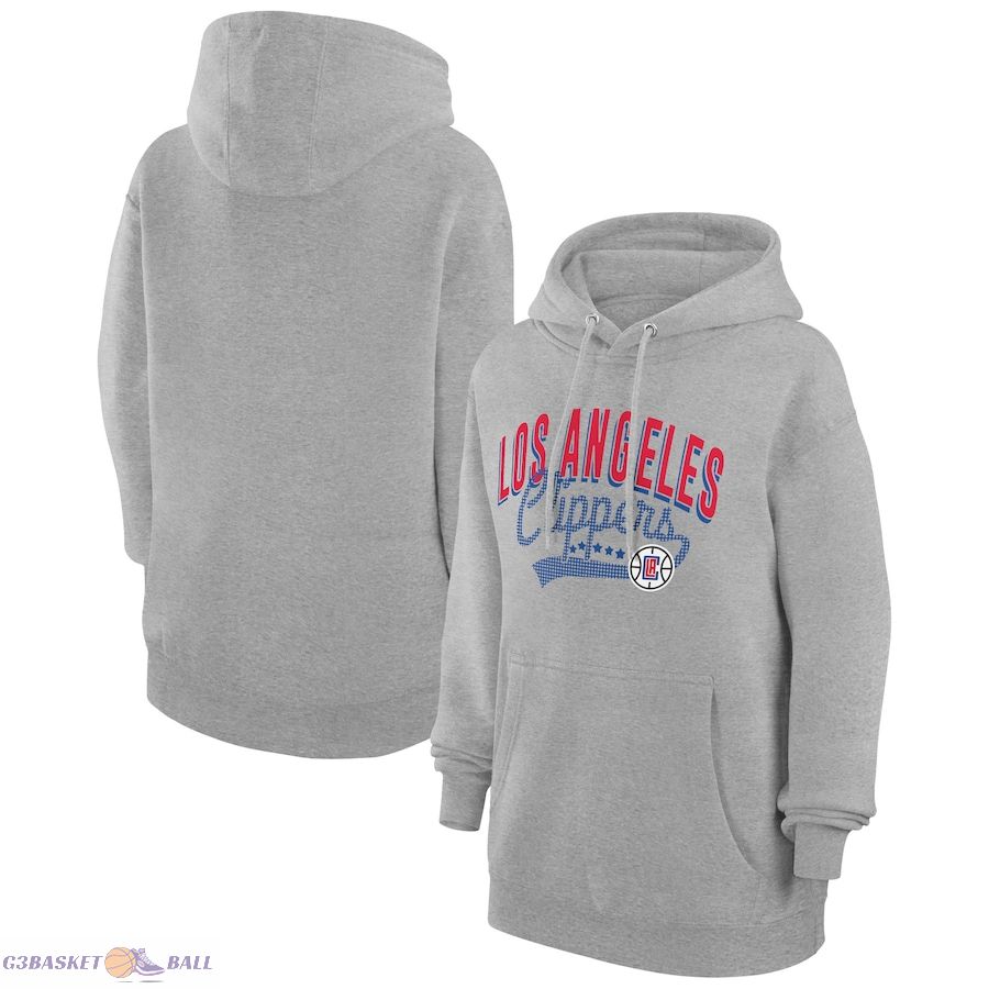 Women's LA Clippers G-III 4Her by Carl Banks Heather Gray Filigree Logo Pullover Hoodie