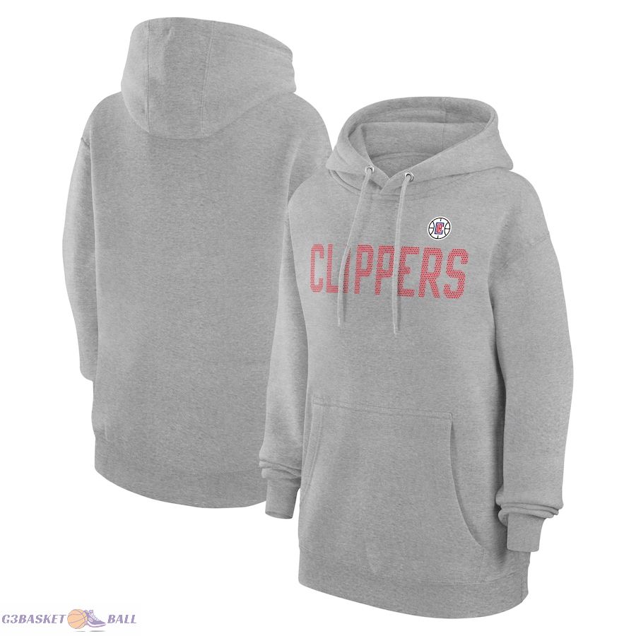 Women's LA Clippers G-III 4Her by Carl Banks Heather Gray Dot Print Pullover Hoodie