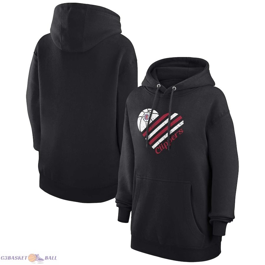 Women's LA Clippers G-III 4Her by Carl Banks Black Heart Pullover Hoodie