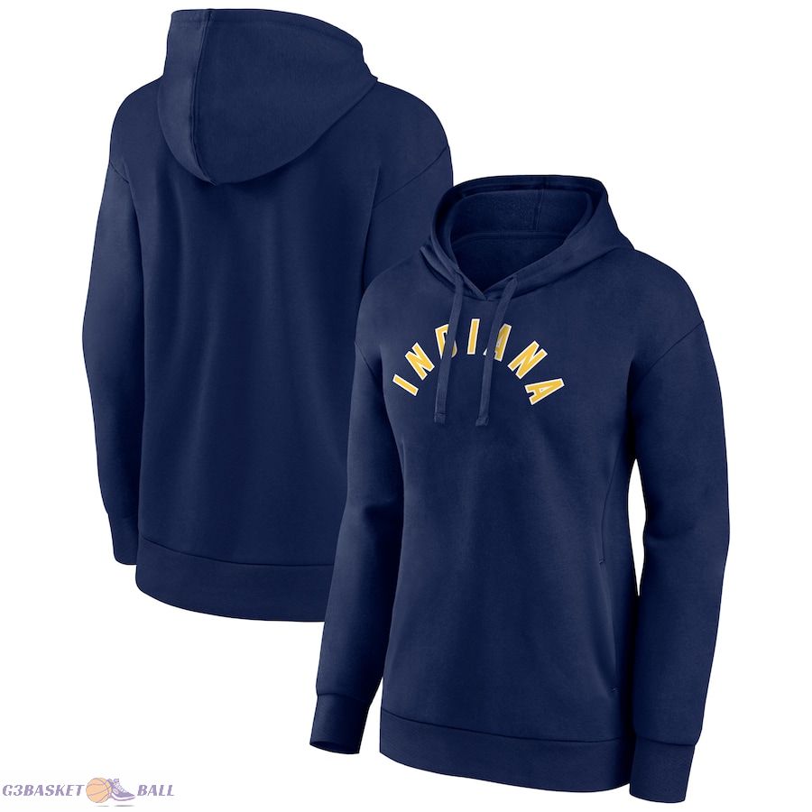 Women's Indiana Pacers Navy Wordmark Alt Pullover Hoodie