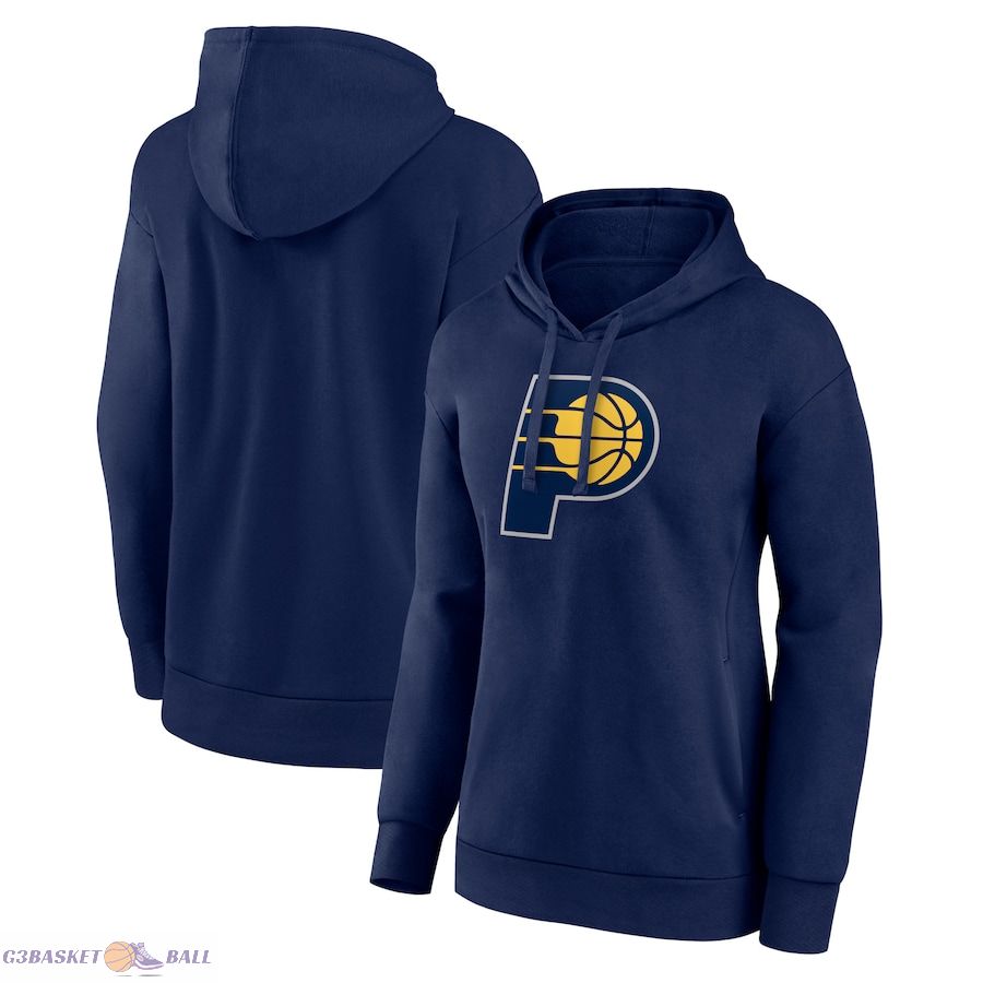 Women's Indiana Pacers Navy Team Primary Logo Pullover Hoodie