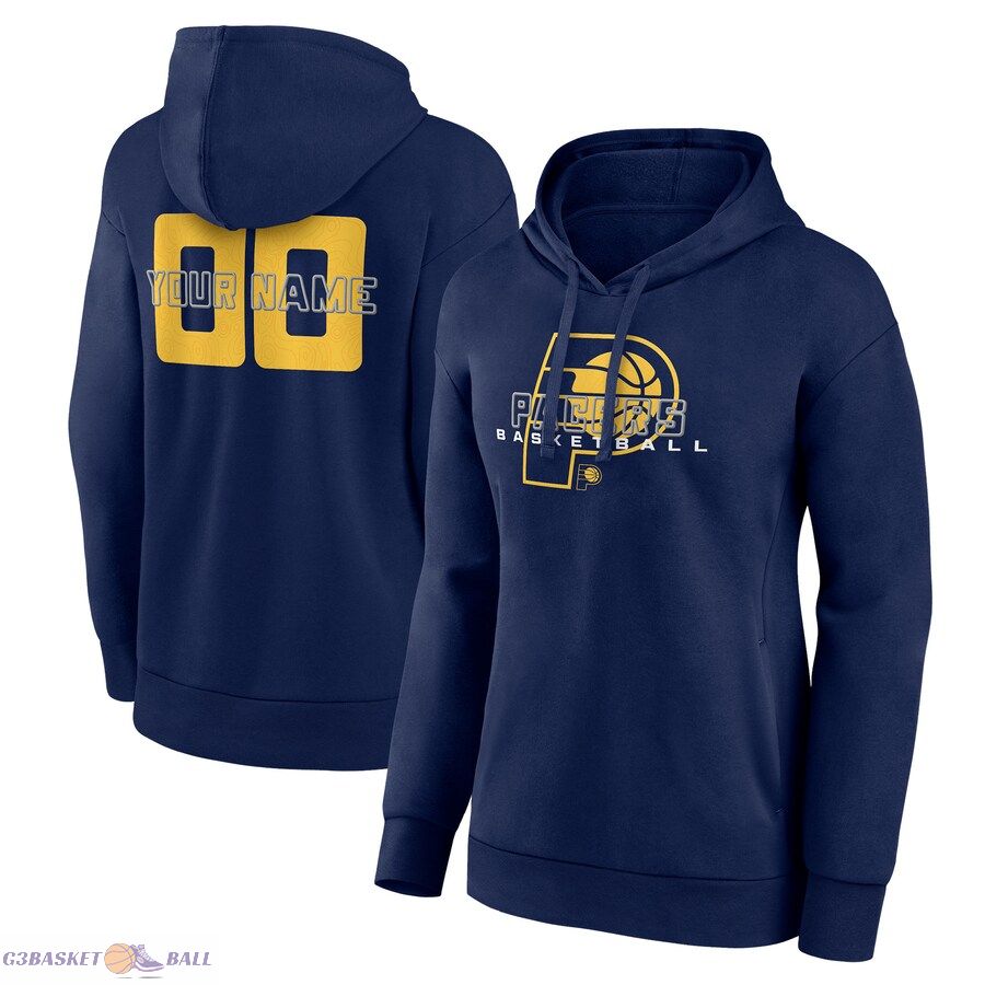 Women's Indiana Pacers Navy Stellar Personalized Name & Number Pullover Hoodie