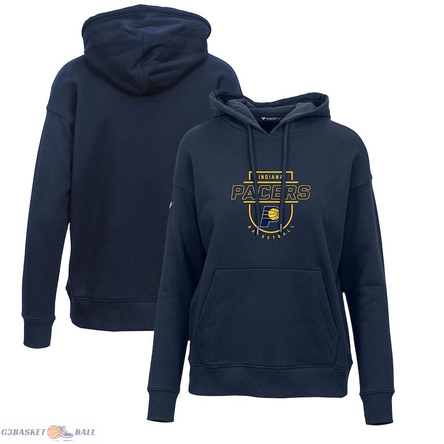 Women's Indiana Pacers Levelwear Navy Adorn In The Key Pullover Hoodie