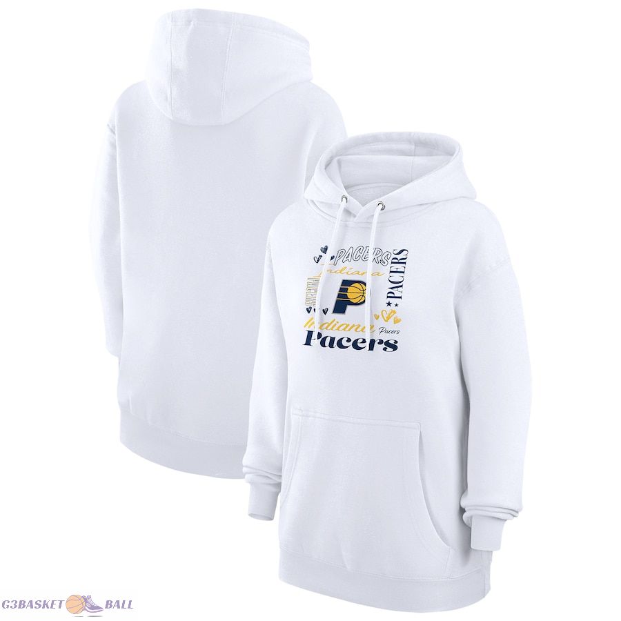 Women's Indiana Pacers G-III 4Her by Carl Banks White Team Collage Graphic Fleece Pullover Hoodie