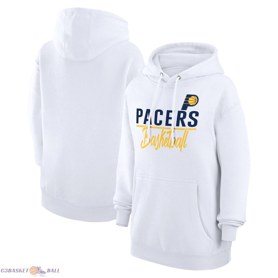 Women's Indiana Pacers G-III 4Her by Carl Banks White Graphics Fleece Pullover Hoodie