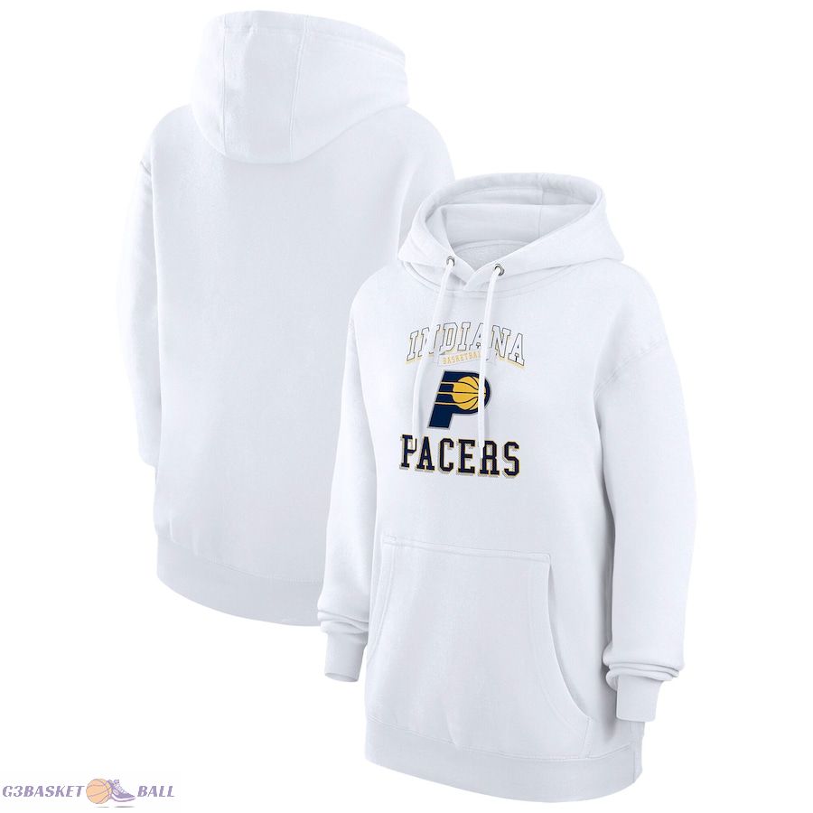 Women's Indiana Pacers G-III 4Her by Carl Banks White Graphic Fleece Pullover Hoodie