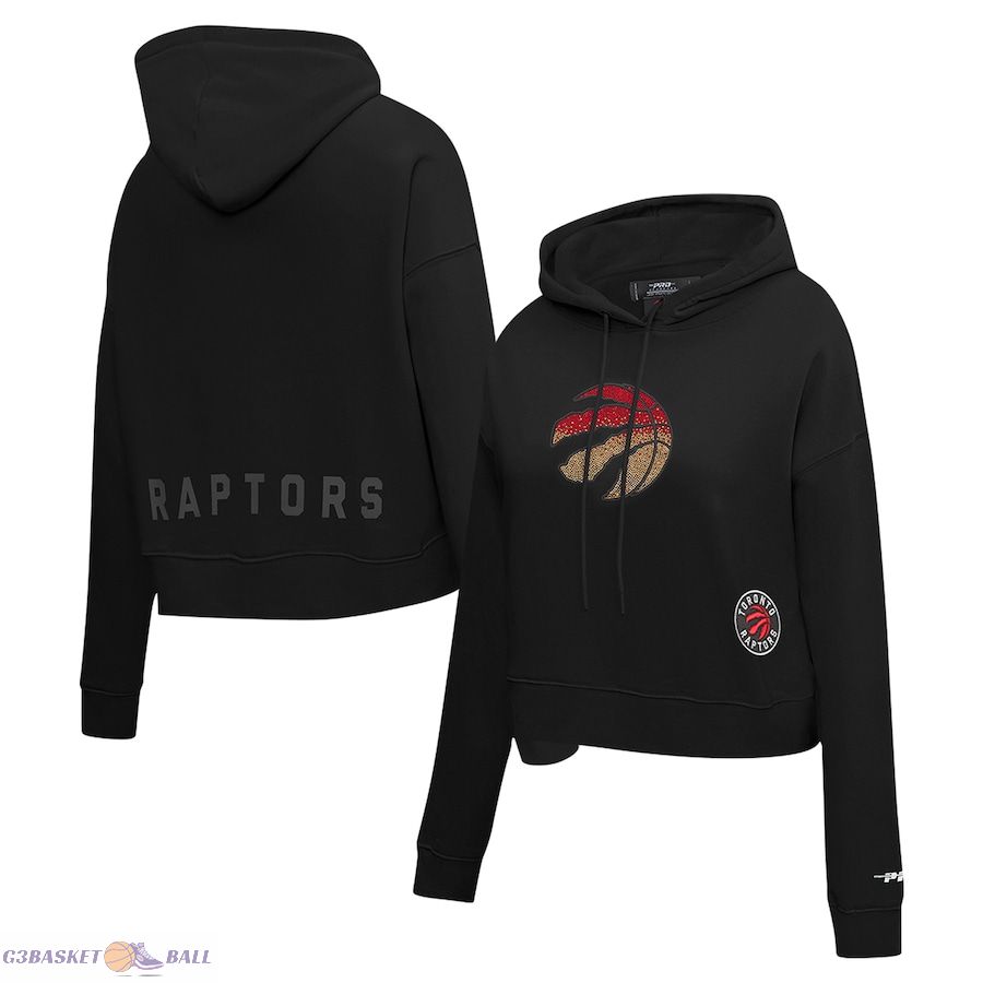 Women's Toronto Raptors Pro Standard Black Jewels Cropped Pullover Hoodie