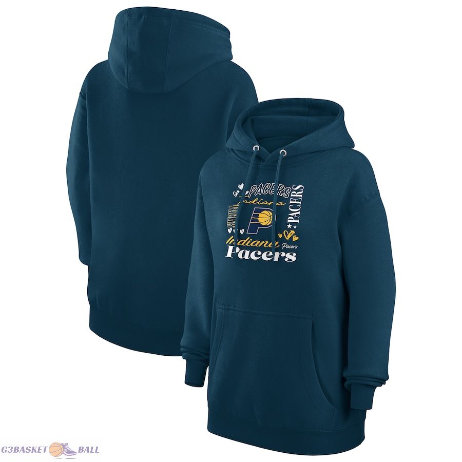 Women's Indiana Pacers G-III 4Her by Carl Banks Navy Team Collage Graphic Fleece Pullover Hoodie