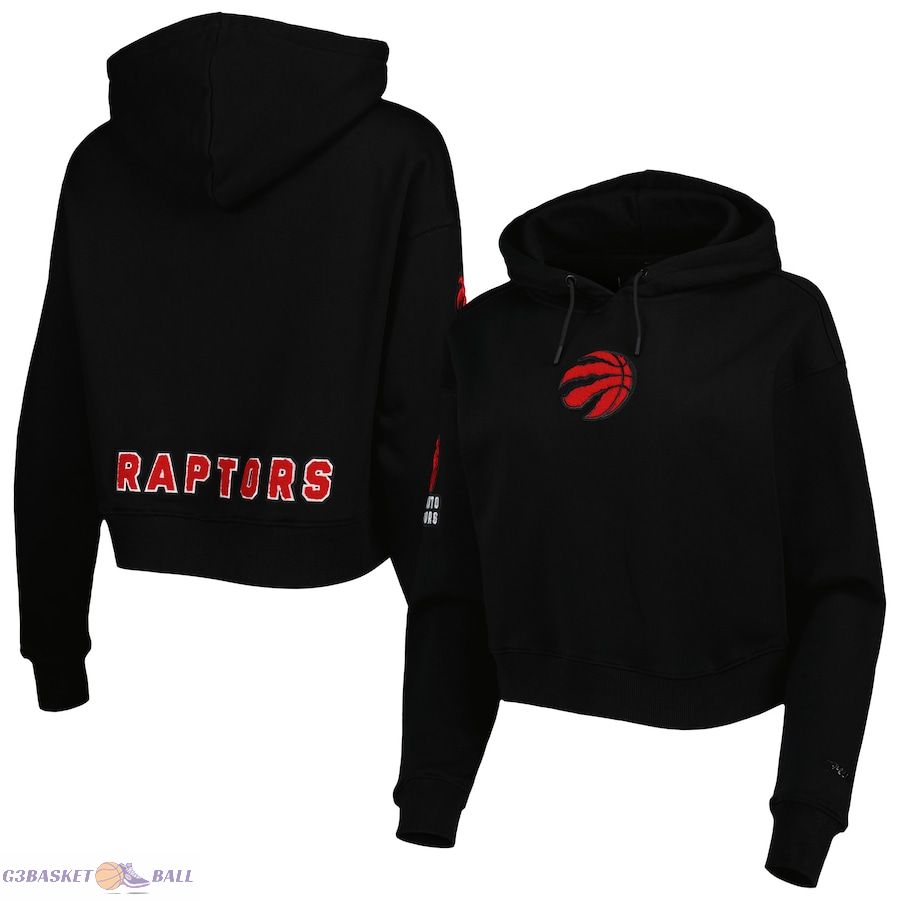 Women's Toronto Raptors Pro Standard Black Classic Fleece Cropped Pullover Hoodie